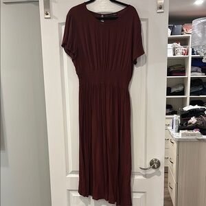 Black Tape Red Midi Sundress with Flutter Sleeves